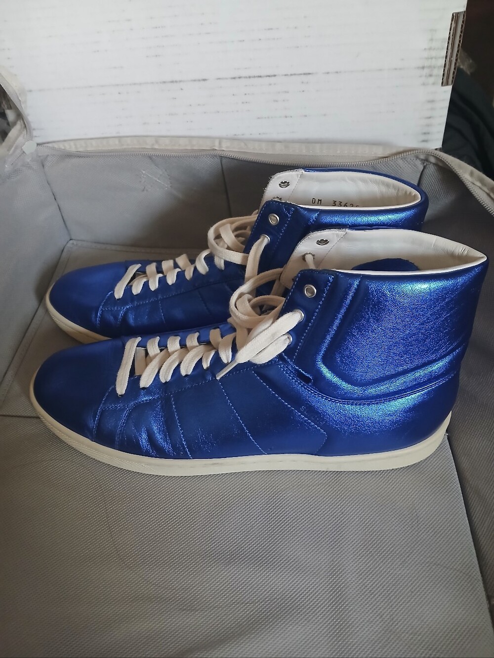 Metallic Blue High-Top Sneakers